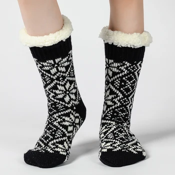 1/2 пары женских утолщенных носков средней длины, Зимние, для пола, сохраняющие тепло, Зимние, снежные, нескользящие, термомягкие носки