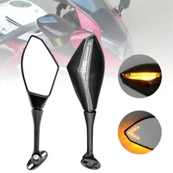 1 Пара Зеркал заднего вида для мотоциклов со светодиодной подсветкой, Зеркало с указателем поворота Высокой яркости, Модифицированные Аксессуары