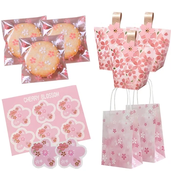 1 упаковка Коробок конфет Cherry Blossom, Многотипные пакеты для печенья, Бумажные Наклейки Cherry Blossom, Упаковка подарков на свадьбу, День Рождения