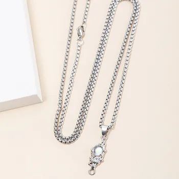 1 шт. Серебряное ожерелье с прозрачным кристаллом, женская мода, простая коробка из сплава, Цепочка, ожерелье, Ювелирный подарок