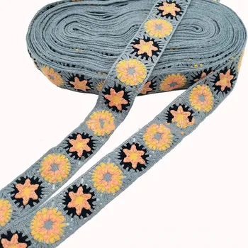 1 Ярд Цветочной кружевной ткани с вышивкой ручной работы Лоскутной лентой, аксессуары для шитья одежды своими руками