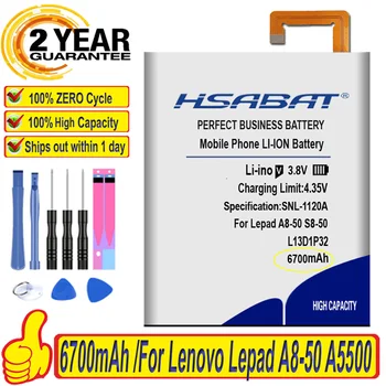 100% Оригинальный Аккумулятор HSABAT 6700 мАч L13D1P32 Для Lenovo Lepad A8-50 A5500 S8-50 Tab 3 8 дюймов TB3-850F TB3-850M