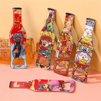 10шт Декоративных красочных открывалок для пива в форме бутылки в китайском стиле, магнитных для холодильника