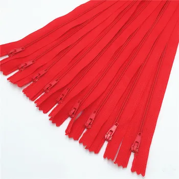 10шт красного цвета 3 # закрытые нейлоновые катушки с застежками-молниями для индивидуального шитья (6-24 дюйма) 15-60 см