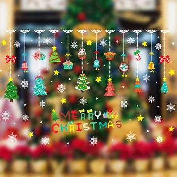 125 * 83 см Рождественская елка своими руками, Снежинки, Наклейка на стену, окно, Веселые Рождественские украшения для дома, Рождественский декор, Новогодние наклейки