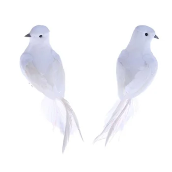 1шт Искусственный поролон Перо Голубя Декоративный Белый Мини-магнит для птиц Ремесленные птицы Имитация голубей Арт-ретро реквизит для фотографий
