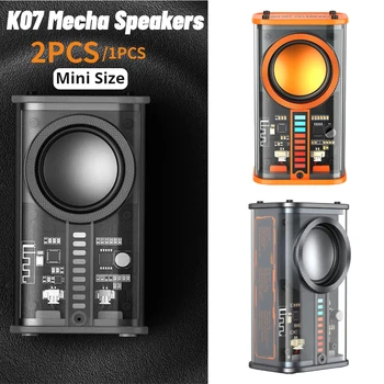2/1шт K07 Mecha Bluetooth Колонки Мини-Прозрачные Shake The Bass TWS Стерео Объемный Беспроводной Портативный Динамик Со Встроенным микрофоном