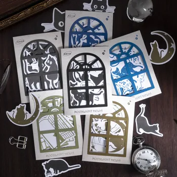20 Листов, серия Moonlight Helia, наклейка с силуэтом кота Каваи, Креативный журнал 