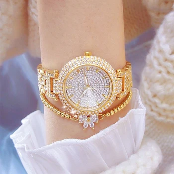 2022 Роскошные Брендовые часы Женские с бриллиантами Элегантные Женские наручные часы из розового золота с маленьким циферблатом Женские часы Новинка 2023