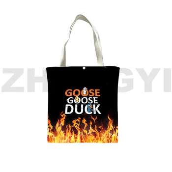 2023 Goose Goose Duck 3D Сумки для покупок, сумка-тоут с аниме для мальчиков, модная повседневная холщовая сумка, женские ручные сумки, сумка через плечо