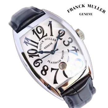 2023 Мужские часы FRANCK MULLER Tonneau из розового золота с автоматическими механическими наручными часами, водонепроницаемые Мужские часы с роскошным кожаным ремешком