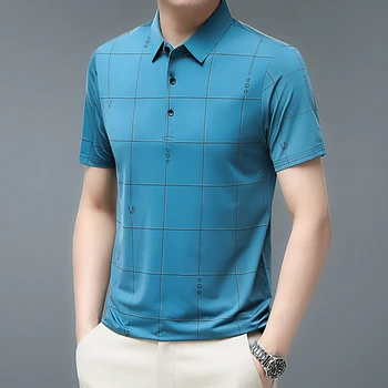 2023 Новая мужская рубашка поло, деловая весенне-осенняя футболка, Повседневная молодежная приталенная удобная рубашка на пуговицах