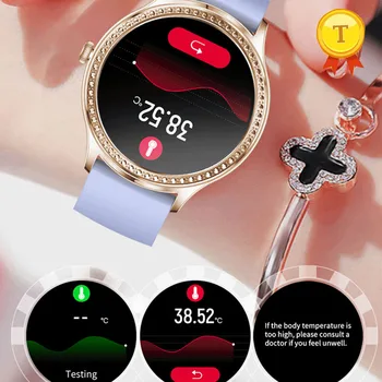 24-часовой мониторинг температуры тела Смарт-часы Женские IP68 Частота Сердечных Сокращений Кровяное Давление Кислородные Смарт-часы VS KW10 AK15 LW10