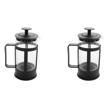 2X Кофеварка для приготовления кофе и чая с френч-прессом на 12 унций, Кофейный пресс из утолщенного боросиликатного стекла не ржавеет и безопасен в посудомоечной машине.