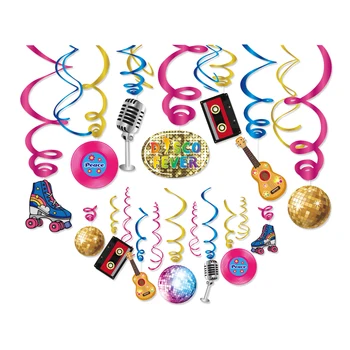 30шт Диско-вечеринка Подвесной Вихрь Ретро-радио 90-х Потолочный Подвесной Спиральный кулон DIY Принадлежности для украшения Вечеринки по случаю Дня рождения
