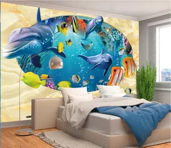 3d фотообои на заказ фреска Hd Океан Подводный мир Дельфин рыба фон гостиная домашний декор обои для стен 3d
