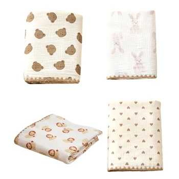 4-слойное Пеленальное Одеяло из Хлопчатобумажного Муслина для Девочек и Мальчиков, Принимающее Пеленки для Новорожденных и Младенцев QX2D