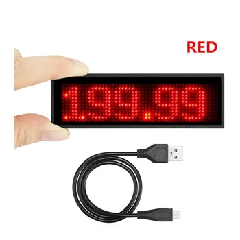 44 * 11 Красных светодиодных значков с прокруткой, перезаряжаемый светодиодный экран для визиток с магнитом / светодиодная бирка с именем, перезаряжаемый программируемый