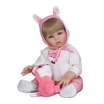 47 см Реалистичный для куклы, полностью мягкий виниловый малыш, девочка, собака, сопровождающая игрушку, подарки на День рождения, прямая поставка