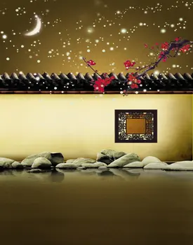 5x7ft Китайская традиционная стена, Красные Цветы, Дерево, Фоны для фотосъемки, Реквизит для фотосъемки, Студийный фон