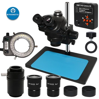7X-45X одновременный фокусный тринокулярный стереомикроскоп Черный + 38-мегапиксельная камера microscopio 1X C mount адаптер Led для ремонта ювелирных изделий на мобильных устройствах