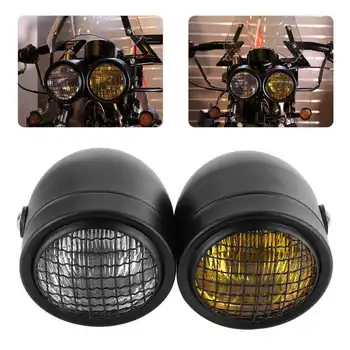 8,2-дюймовая ретро-фара, круглая двойная лампа, желто-белый свет, универсальная для мотоциклетного стиля