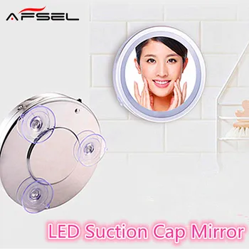 AFSEL 6-Дюймовое 5X светодиодное зеркало на присоске, Зеркало для макияжа, Одностороннее косметическое зеркало с подсветкой, Компактное стеклянное Ручное настенное зеркало в ванной