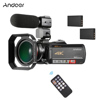 Andoer AC5 Сенсорный Экран 4K UHD 24MP WiFi Цифровая Видеокамера Camcorder Recorder DV + 0.39X Широкоугольный объектив + Внешний микрофон