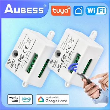 Aubess Smart Switch RF/RF433 + WiFi Двойное Управление Tuya Однопроводной Интеллектуальный Переключатель Переменного тока 220 В Умные Переключатели Вкл-выкл Устройства 3 Банды