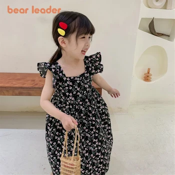 Bear Leader, Летнее платье для девочек в корейском стиле, платья с цветочным рисунком с летящими рукавами, Одежда для маленьких девочек, Платье Принцессы, Детские праздничные платья