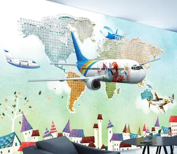 beibehang custom papel de pared 3d настенные обои art декор спальни Большой пассажирский самолет обои для гостиной 3D дома
