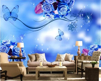 beibehang papel de parede Пользовательские обои из высокой шелковой ткани Blue enchantress диван фон обои для стен 3 d