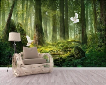 beibehang Индивидуальный современный интерьер спальни стильное украшение картина papel de parede 3d обои фон зеленого леса