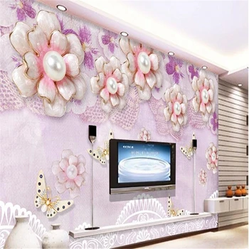 beibehang Фото на заказ, 3D обои, фрески, цветы, романтический эстетичный европейский фон для телевизора, бумага для рисования, обои для стен