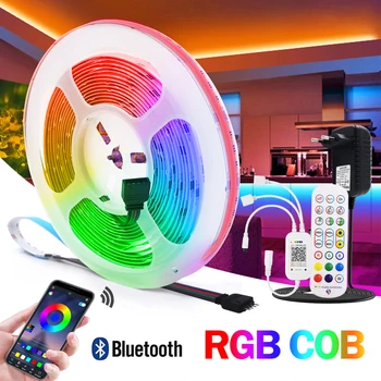 Bluetooth RGB COB Strip 12V 840LED/m Smart Tuya WIFI Пульт Дистанционного Управления Светодиодными Лентами RGB Изменение Цвета Брелок Лента Диод для Дома