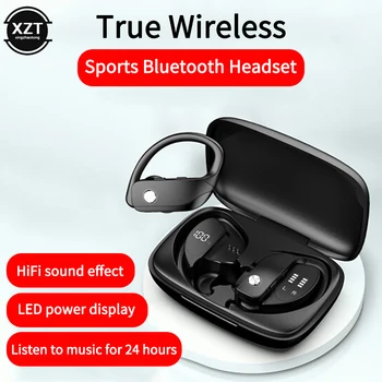 Bluetooth-совместимые Наушники True Wireless Earbuds Ушные Крючки Спортивные Гарнитуры TWS Bass Игровые Наушники с Микрофоном IPX5 Водонепроницаемые