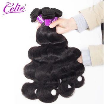 Celie Hair Бразильские Пучки объемной волны 4 шт./лот 100% Remy Человеческие волосы Пучки 10-30 дюймов Бразильские Пучки плетения волос Сделка