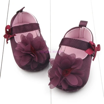 DHL 50 пар Мягкой цветной обуви для девочек и мальчиков с бантом и цветочной подошвой, детские первые ходунки