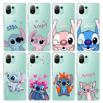 Disney Stitch Lilo Couple Чехол Для Телефона Xiaomi Mi 12 12X12S 11 11T 11X10 10T 9 Pro Lite 4G 5G Мягкая Прозрачная Крышка В виде Ракушки
