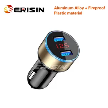 Erisin ES058 Travel 3.1A Автомобильное Зарядное Устройство С Двойным USB Светодиодным Дисплеем Прикуриватель Для iPhone Android