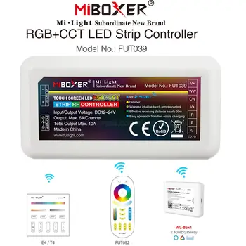 FUT039 MiBoxer RGBCCT Контроллер Светодиодной Ленты DC12-24V Поддержка 4-Зонного 2.4 G RF Беспроводного WiFi Приложения Голосовое Управление для RGB + CCT Светодиодной Ленты