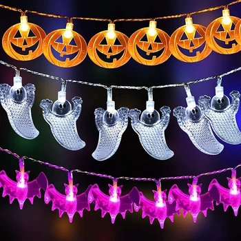 Halloween Party Led Light String Bat Party Pumkin Horror Ghost Festival Party Happy Halloween Party Decor 1,5 м Светодиодная Световая Гирлянда
