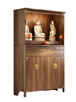Hxl Храм Будды Новый шкаф-подставка в китайском стиле Письменный стол из массива дерева для бога богатства Статуи Будды Гуаньинь Настольный шкаф
