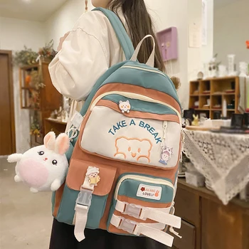 Kawaii Хлопковая сумка для книг для подростков, женский модный рюкзак для путешествий, Mochila, милый школьный рюкзак для девочек, Студенческий рюкзак для отдыха