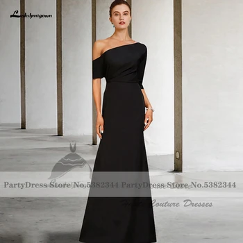 Lakshmigown Простое черное платье для матери невесты из крепа 2023 Vestidos de Noche Женские платья для свадебных вечеринок на одно плечо
