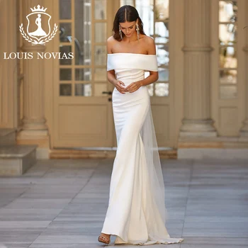 LOUIS NOVIAS Свадебное платье Русалки для женщин высокого качества 2023 Простое Свадебное платье с открытыми плечами и вырезом лодочкой Vestidos De Novia