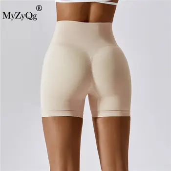 MyZyQg Бесшовные шорты для йоги с высокой талией, женские колготки для фитнеса, подтягивающие ягодицы персикового цвета, леггинсы для бега, байкерские спортивные Леггинсы пуш-ап