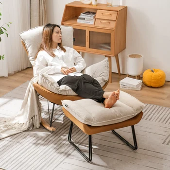 Nordic Lounge Глубокое Кресло-Качалка Дизайнерское Кресло Для Отдыха Взрослых Ленивый Удобный Одноместный Современный Диван-Кресло Cadeiras Home Furniture WK