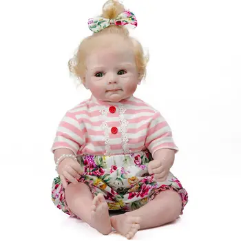 NPK 50 см новорожденное милое личико bebe reborn baby реалистичная мягкая приятная детская ручная укладка светлых волос высококачественная коллекционная кукла