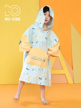 Nu-June-детская одежда, нагрудник, плащ, полотенце, сухой тонкий халат, пляж, море, мультфильм для детей мужского и женского пола
